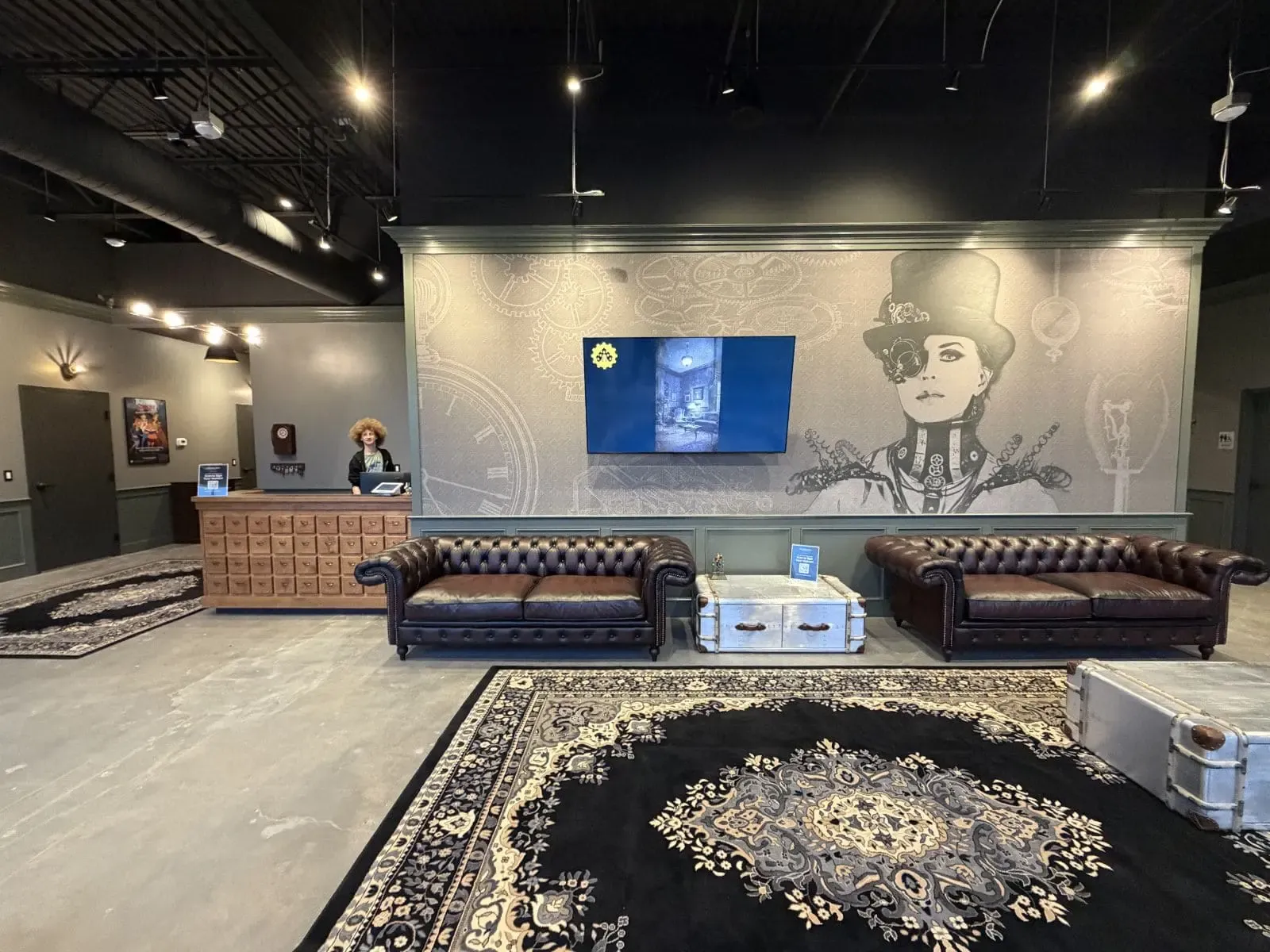 the lobby at Escapology Escape Rooms Naperville Illinois