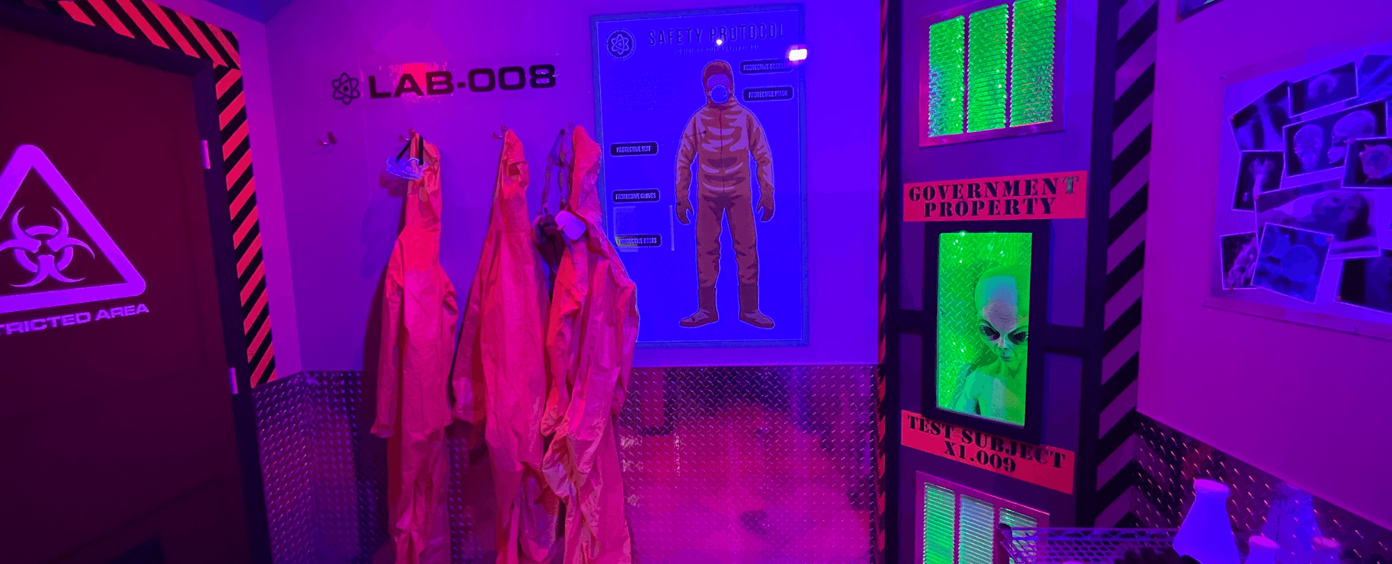 Room 2 Antidote Chemical Warfare with neon lighting