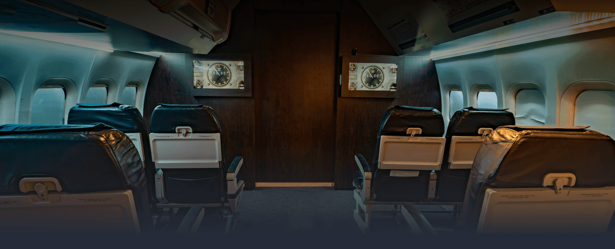Closer view of plane seats in escape room