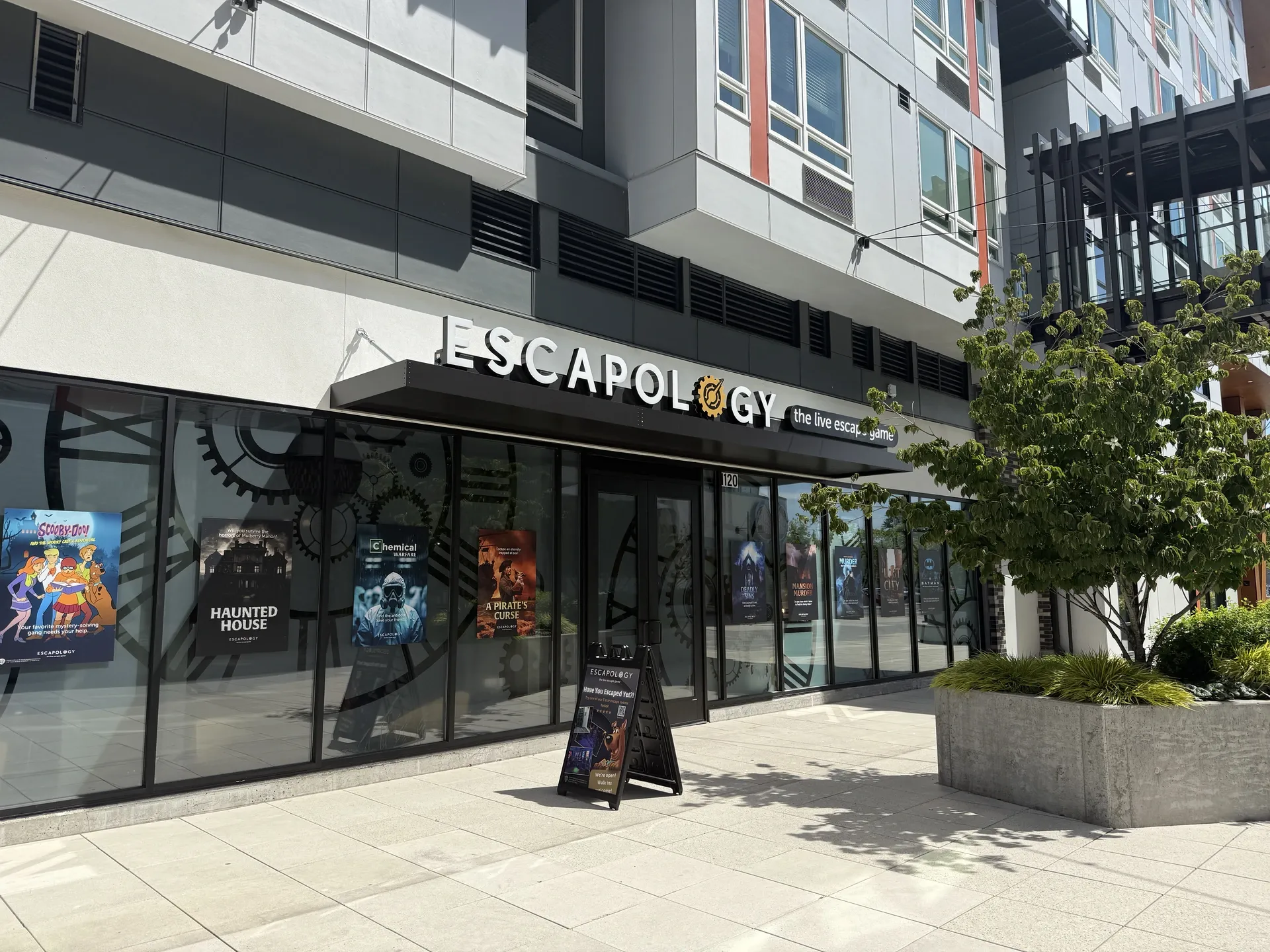Outside the Escapology Escape Rooms Lynnwood location in Washington