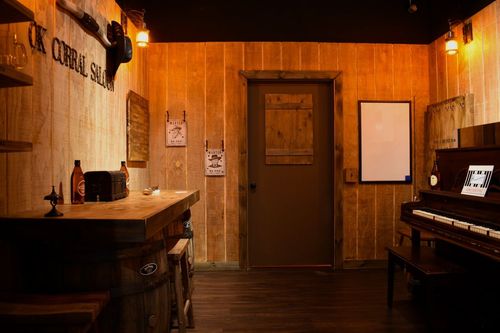 wide view of room one of western themed escape room
